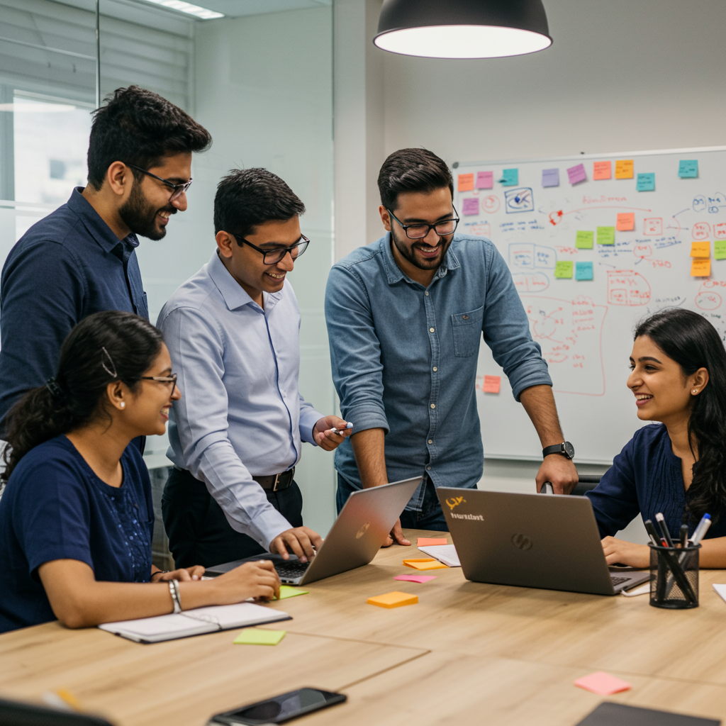 FolioForge team collaborating on a project